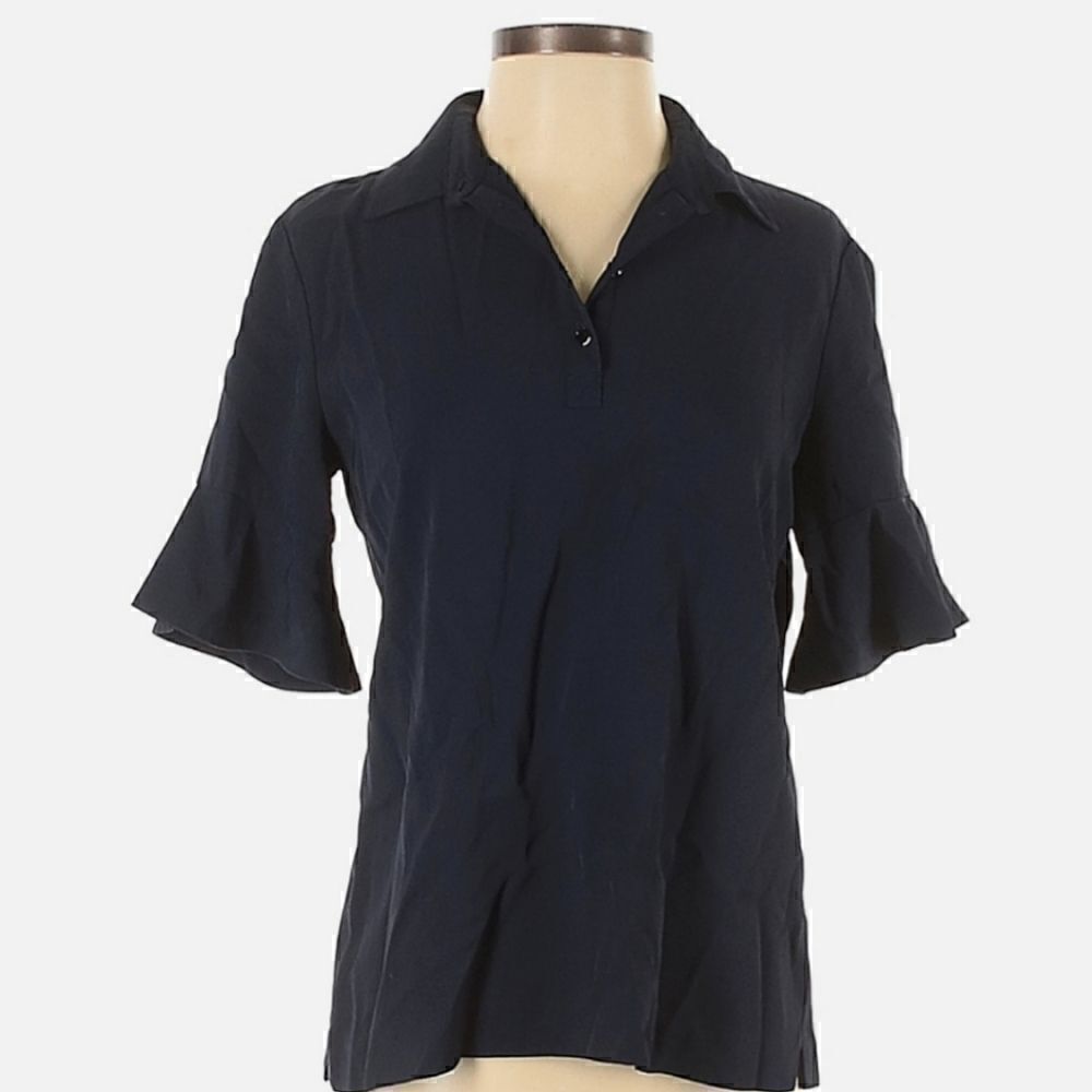 Banana Republic Polo Top with Bell Sleeves Navy